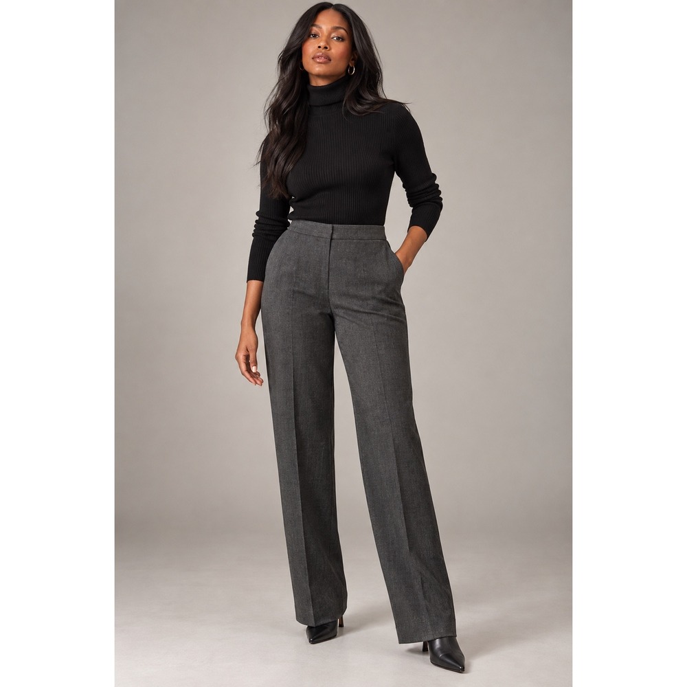 Vintage Classiques Entier Womens Grey Wool Blend High Rise Straight Leg Pants 4
